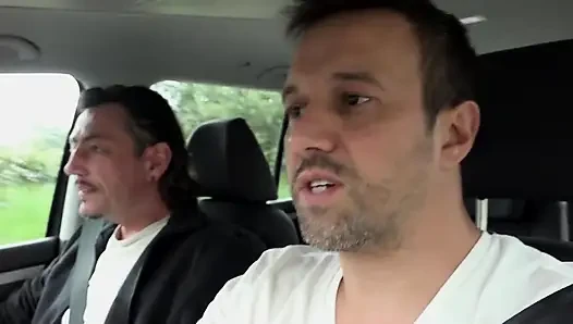 Tattooed German MILF presents car fuck with facial ending on the casting