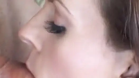 Tongue pierced princess makes deepthroat a fat one