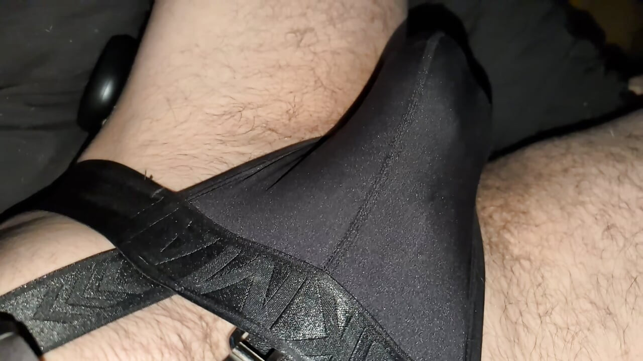 Showing off Harness, Thong, Revealing a Big Floppy White Cock Slow Motion
