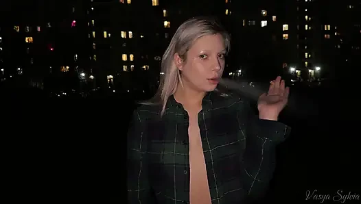Smoking Blonde with Naked Tits Smokes!