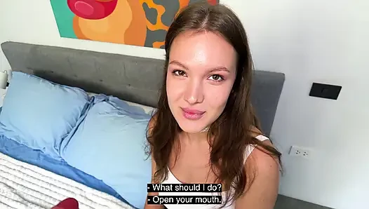 The stepfather found a dildo in his stepdaughter's backpack and showed her how to use it.