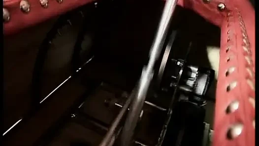 Sexy German redhead babe rides sex machines while sucking dick