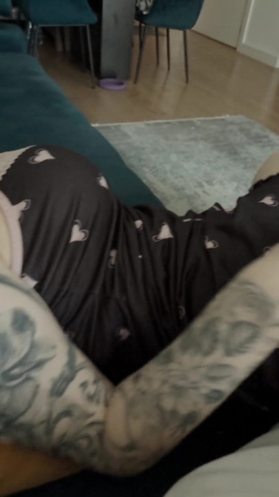 Step Mom with Huge Tits Shares the Bed with Step Son in Heart Peignoir and Gets Cum on Her Massive Ass After Spoon Sex | Clip 1
