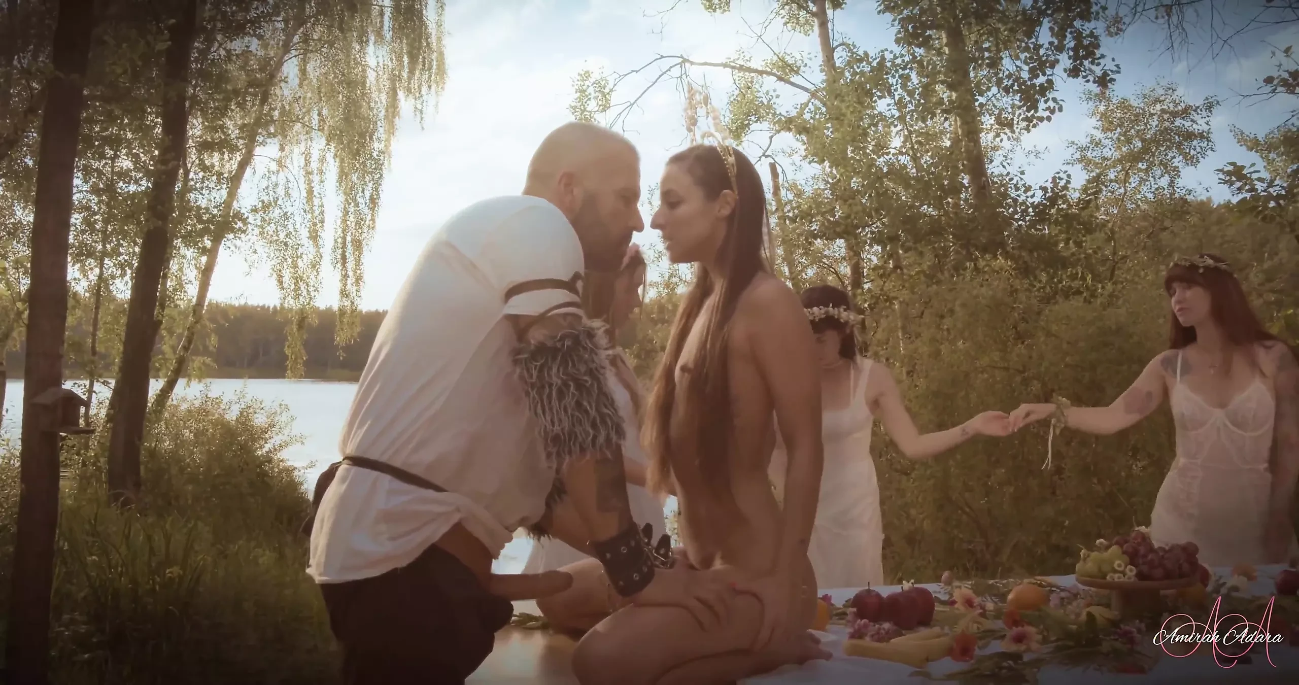 The Offering of Four Horny Nymphs Outdoor Orgy