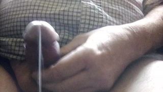 A very enjoyable wank of my uncut cock and a big load