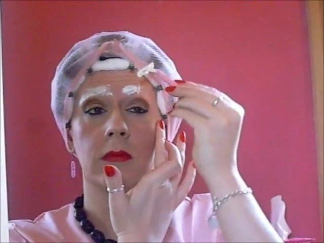 Eyebrow shaving in hair rollers