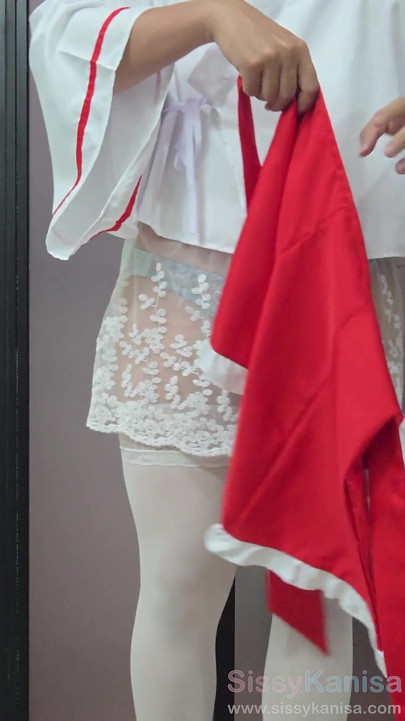 Sissy Kanisa Short Skirt Miko Cosplay Ep1: Get Dressing