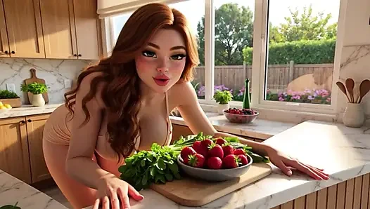 Tante seksi dengan tubuh 3d lagi asik muasin memeknya sendirian di dapur