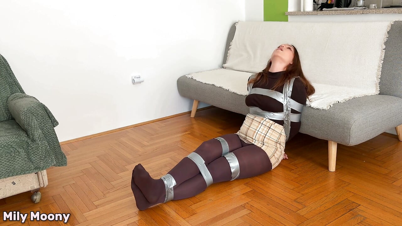 Struggling in Duct Tape & Elastic Band with Sock Gag