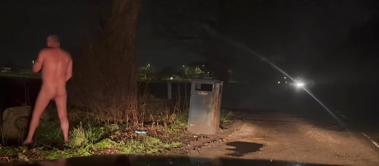 Compilation over a week of hiding naked from passing vehicles