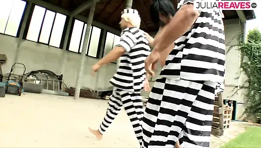 2 prisoners let the pretty scream, while anal and cunt fuck