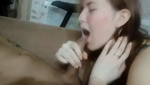 babe sucks cock until it shoots its cum over her mouth
