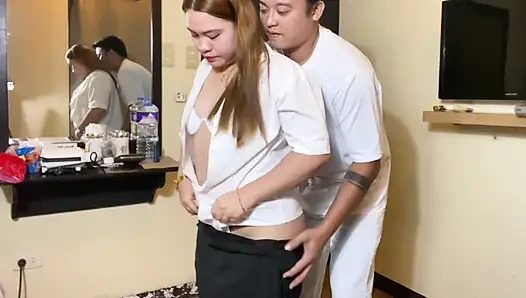 Hot asian office girl gets her ass filled with cum