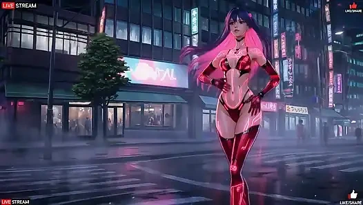 Чувственная девушка из киберпанка в панк-стиле - несколько горячих сцен