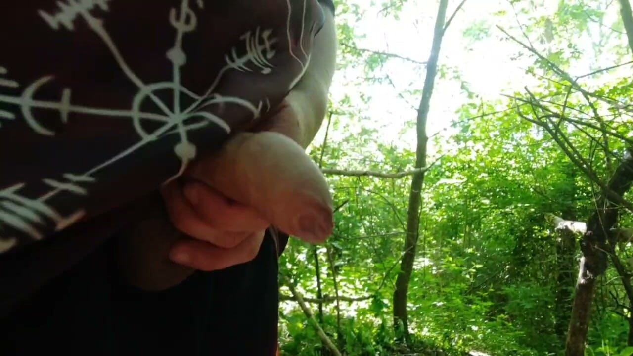 Cumshot in the woods