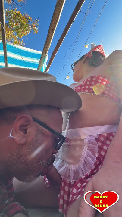 Sexy Gingham Girl Gets Pounded and Gets a Creampie Outdoors on the Farm Part 1