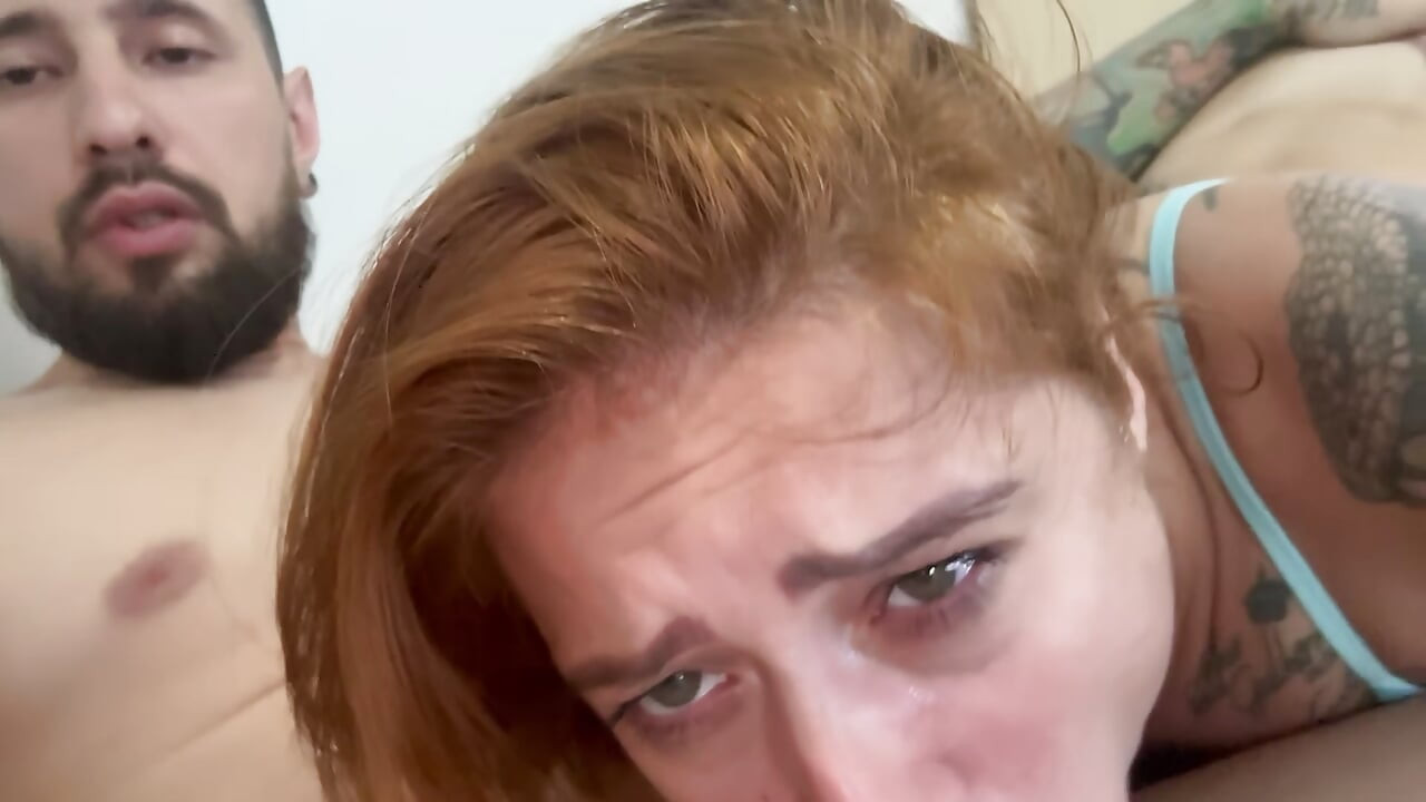 Married Woman Choking on the Eater's Cock - He Decides to Cum on the Little Foot (POV)