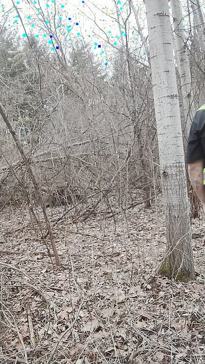 Fat guy jerking & cumming in forrest pt. 12