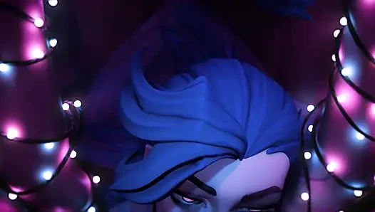 Сливочный трах в рот с девушкой с синими волосами!