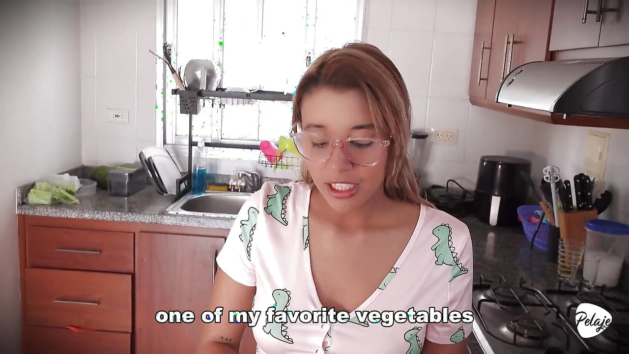 The Maid Fucks the Vegetables. She Cums in the Kitchen.