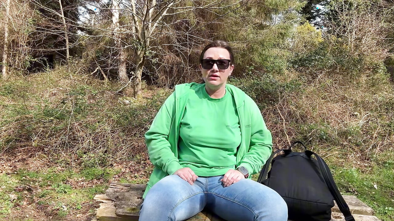 Desperate Outdoor Wetting Jeans on the Public Trail