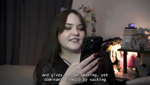 Порно история - они делят заполненный спермой поцелуй вместе после сладкого траха страпоном