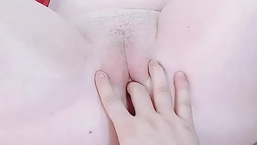 perfect pussy in close-up, closed from the inside