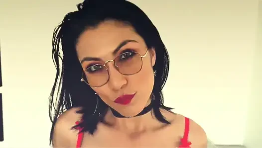 Latina with a Sensual Body Posing in Her Latex Skirt