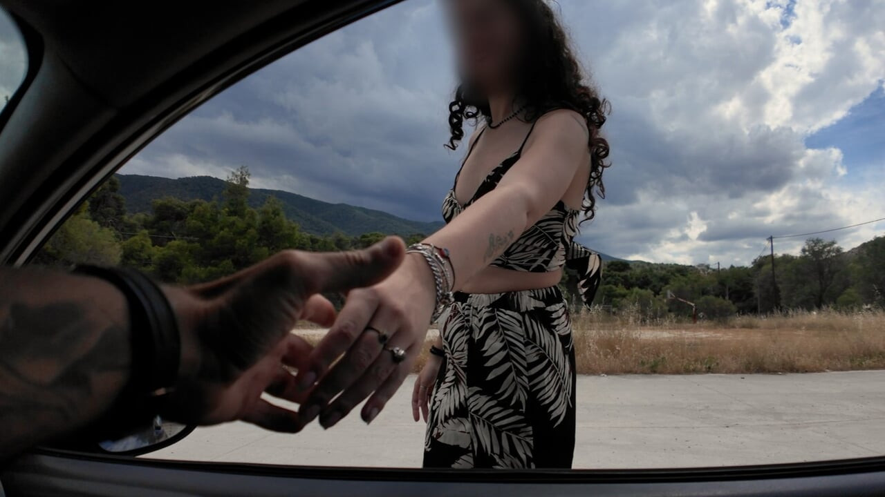 Innocent Hitchhiker asked for help and got a ride home and a pussy rubbing orgams