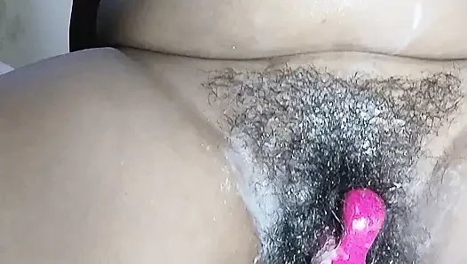 The water from the roof was removed by applying sex toy to the hot pussy