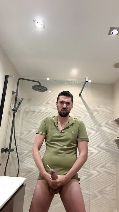 Hot Stepdaddy Jerking off in Bathroom