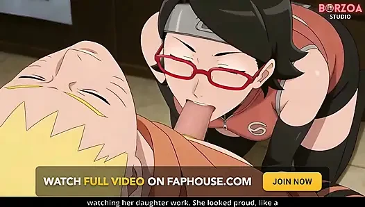 Naruto Fucks and Creampie Sarada While Sakura Is Watching, He Betrayed Boruto (uncensored Hentai)