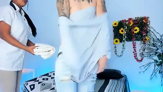 Professional Cosmetologist and Massage Therapist Ends Her Appointment with a Happy Ending.