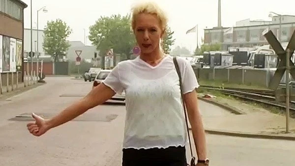 german milf picked up for brutal backseat threesome fuck