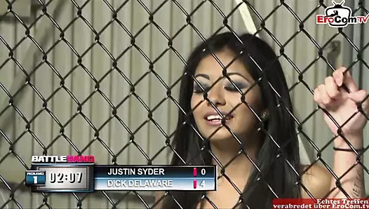 Brunette slut with big natural tits gets an oral cumshot