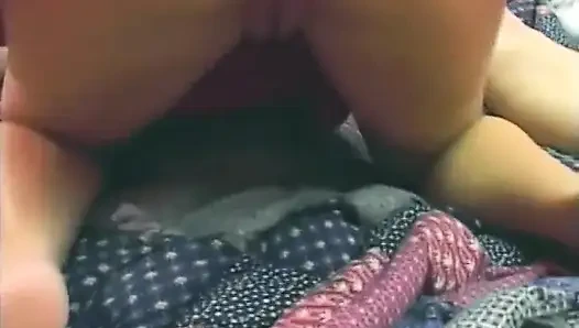 Pretty girls next-door ass stretched by older dude on her bed