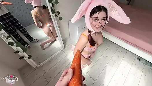 Hungry Bunny Gets Deep Sucking Big Dick And Eating Cum To Satisfy