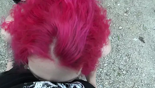 latex bitch fucked on the side of the road and pumped full