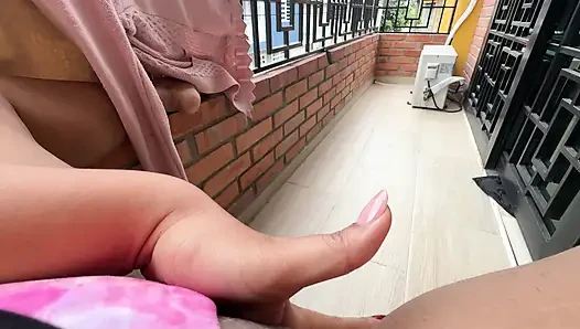 Last night I was walking around the balcony in my underwear and I saw my neighbor looking over here so I decided to masturbate this morning to see if I would go out and