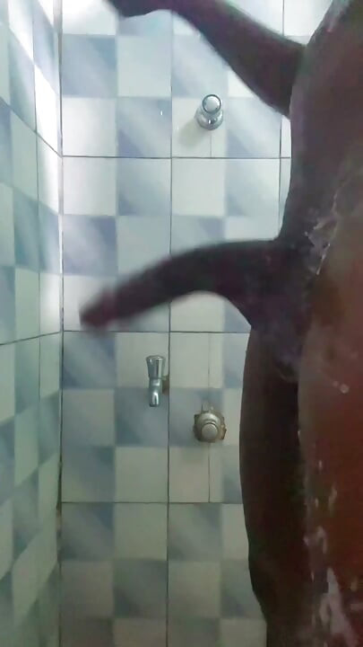 20y BBC Nasty Jerking off in His Shower Cleaning up His Cock