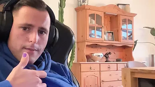 Cute german boy jerks off before playing computer