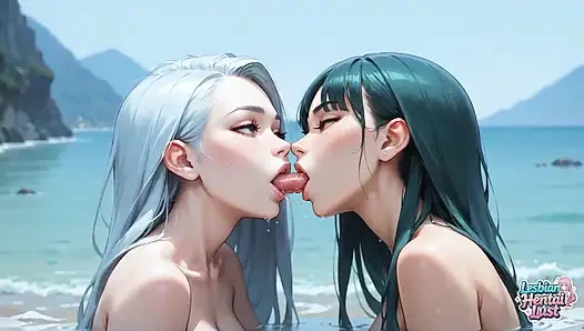 Трахаю палящей лесбиянки с темными и синими волосами интенсивно Smooch на белом пляже, делая его самым горячим гонзо