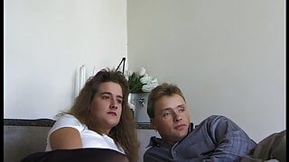 Young girl passionately sucks her big stepbrother's cock