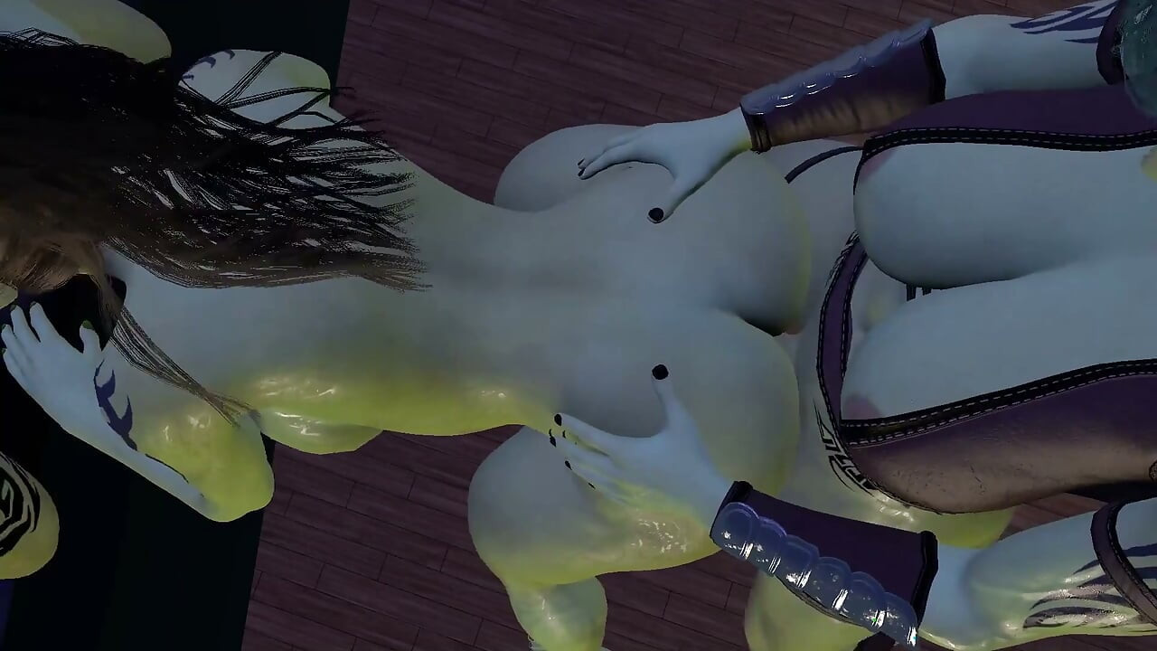 Threesome Standing Fuck με 3 Futanari Ork Dickgirls