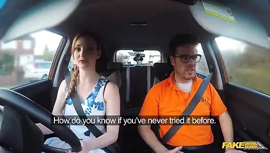 Fake Driving School - грязный секрет горячей рыжих: минет на улице и поклонение большим сиськам