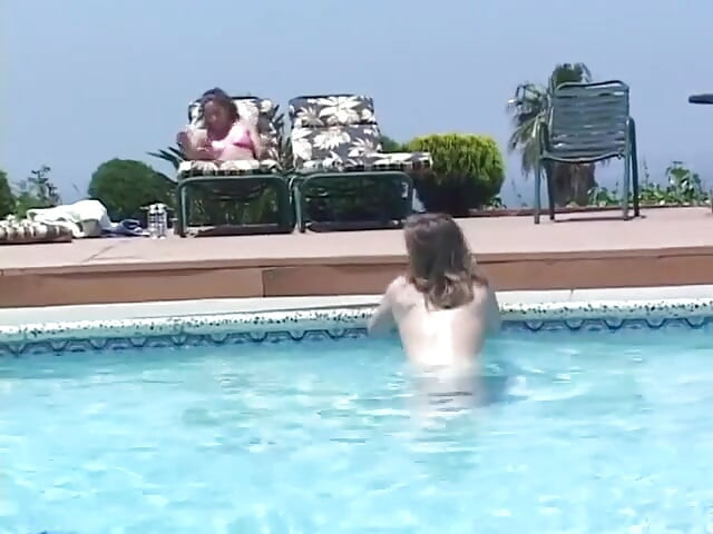 Sexy latina girl seduces young girlfriend and has a 69 by the pool
