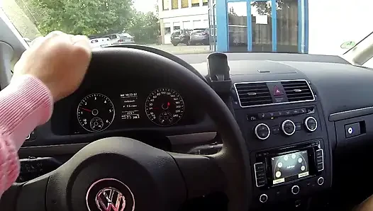 Blonde pierced woman likes sex in car,but on the commonplace - POV video