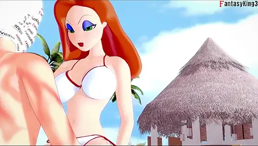 Jessica Rabbit nyepong kontol di kolam renang umum