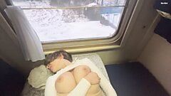 Im Zug habe ich ein Mädchen mit großen natürlichen Brüsten abgeholt