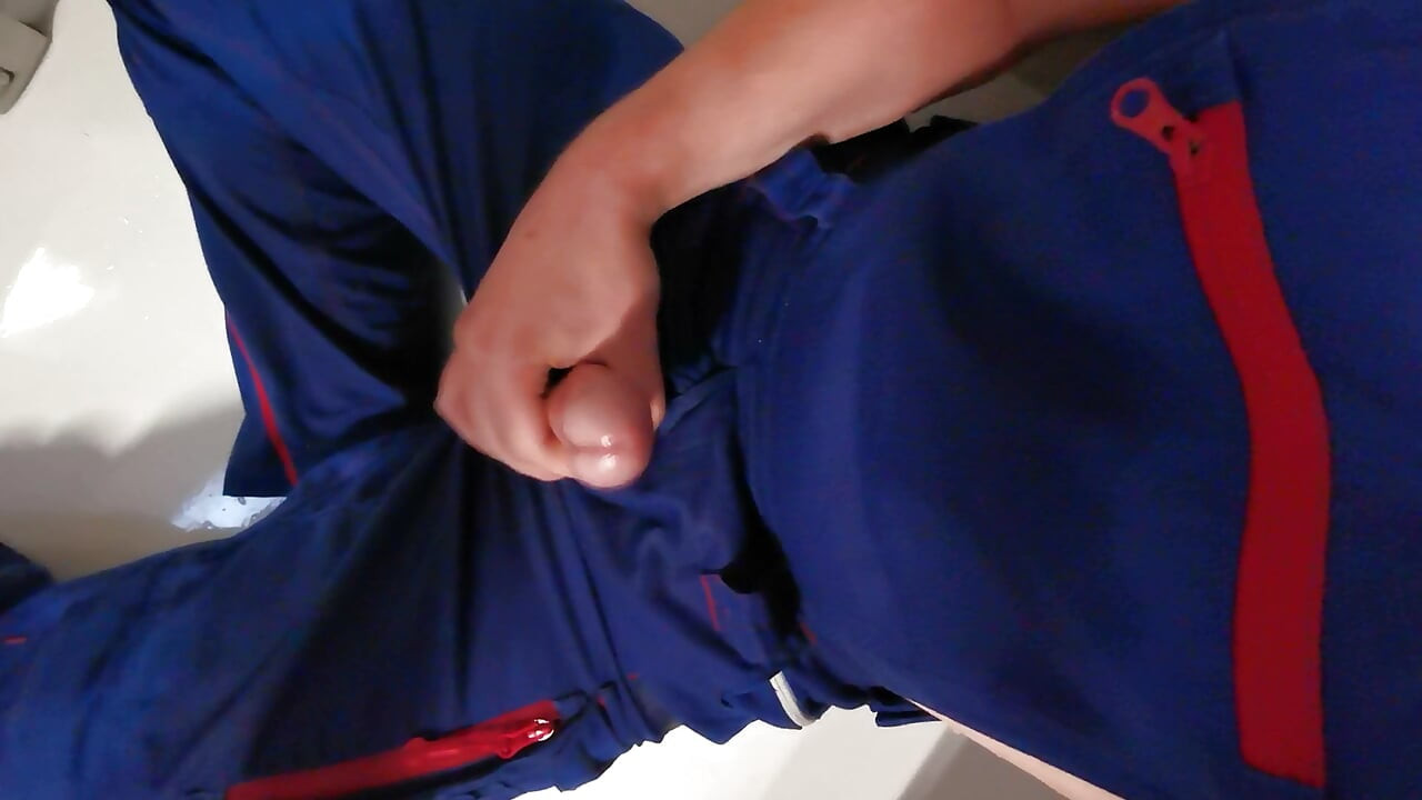 in horny work gear pissing and cumshot
